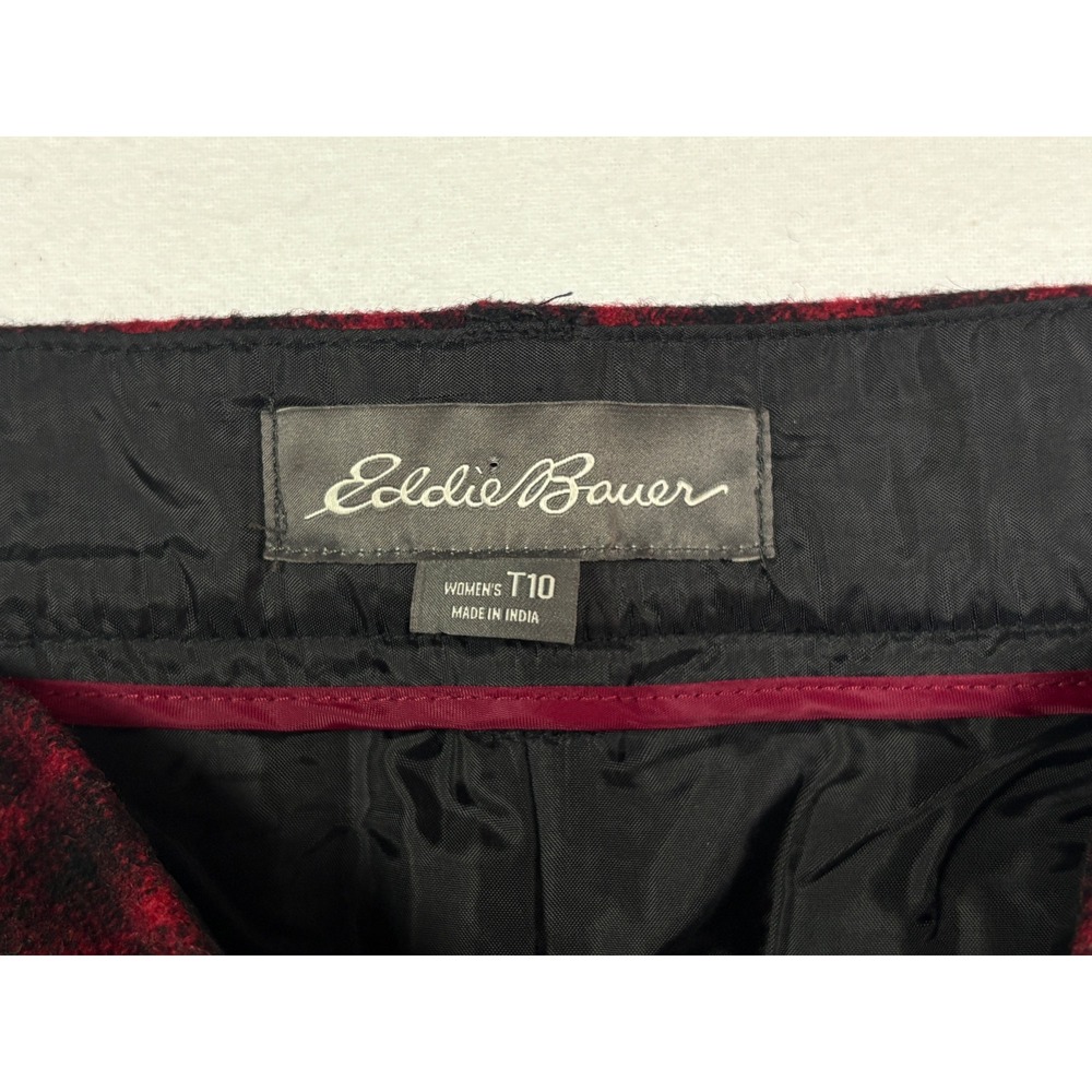 Eddie Bauer Womens Red Black Plaid Wool Blend Pencil Skirt Tall 10 Workwear - Picture 3 of 6